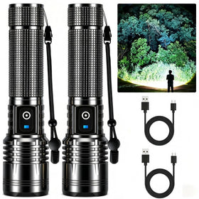 Kmivo two-pack flashlight front view with bright beam for night visibility.