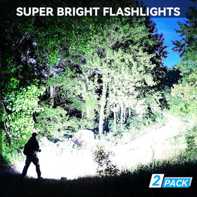 Kmivo flashlight side shot highlighting zoomable beam for long-range spotting.