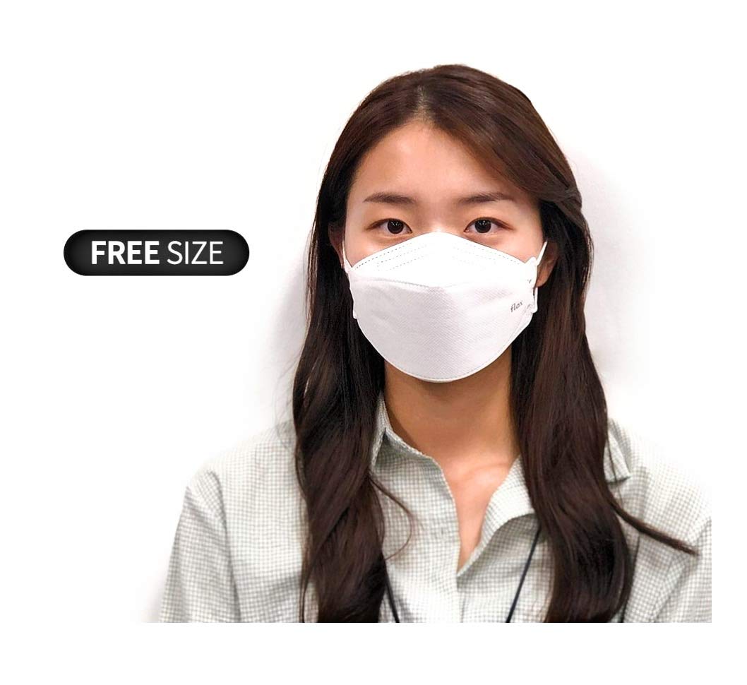 KN FLAX KF94 mask white nose clip and adjustable ear loops improve fit.