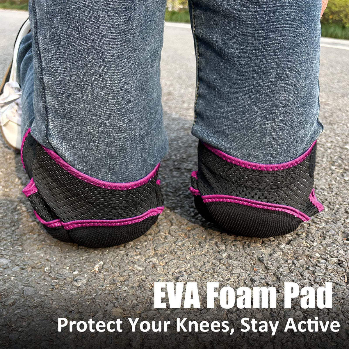 KneeCradle soft foam cushion absorbs impact for comfortable kneeling.