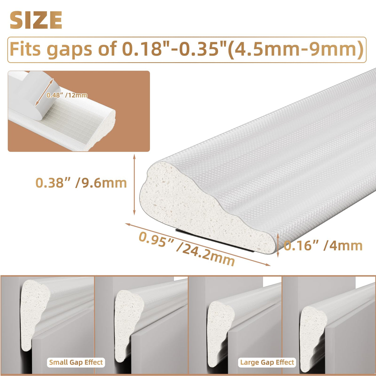 KNEELISA adhesive-backed weather strip demonstrates durable adhesion for doors and windows.
