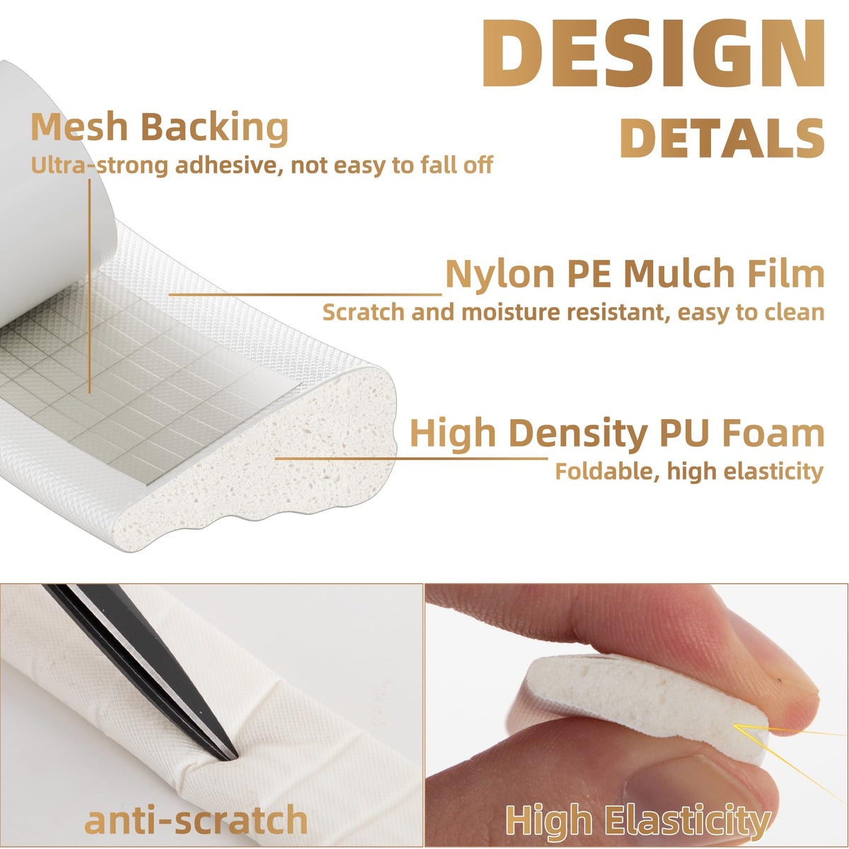 KNEELISA door-gap seal on edge provides snug fit and smooth operation.