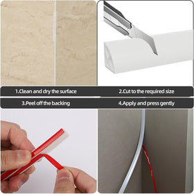 Easy installation steps shown with KNEELISA edge trim and backing