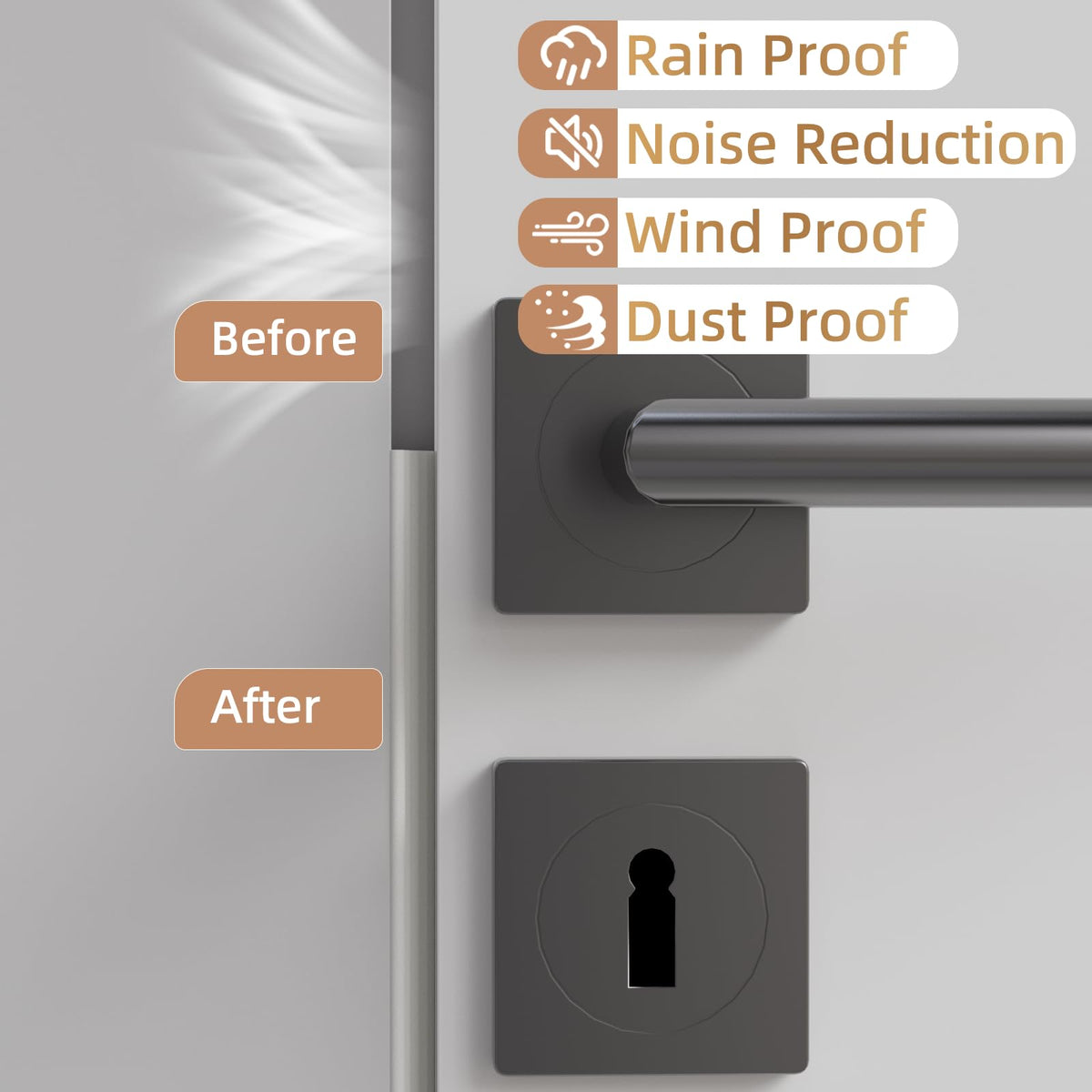 KNEELISA thermal insulation door strip blocks cold drafts and dust.