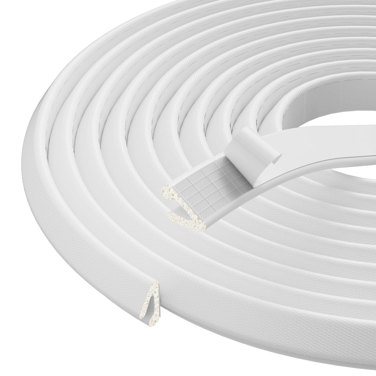 KNEELISA V Shape weatherstrip closeup showing tight contact with the door for insulation