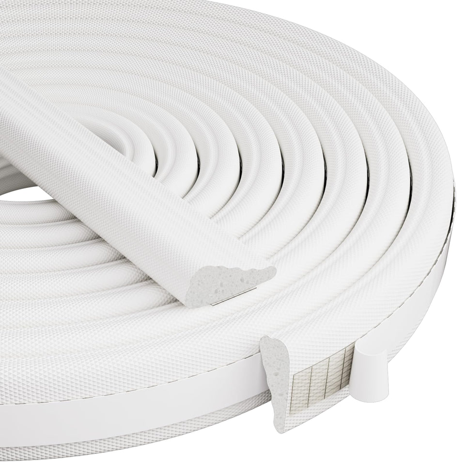 KNEELISA wedge-foam weather strip closeup shows tapered gap sealing for multiple openings.
