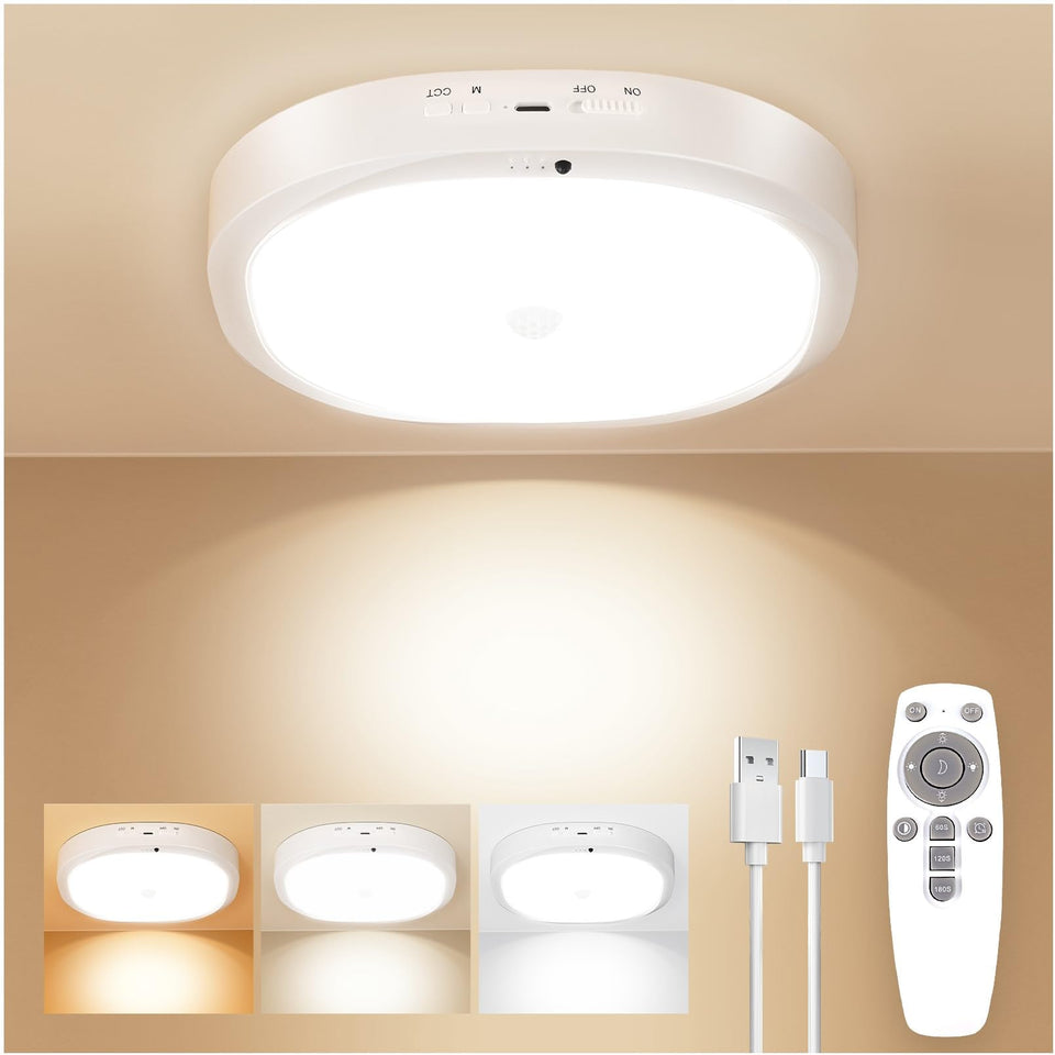KNHUOS rechargeable motion sensor ceiling light with 10000mAh battery for long cordless use