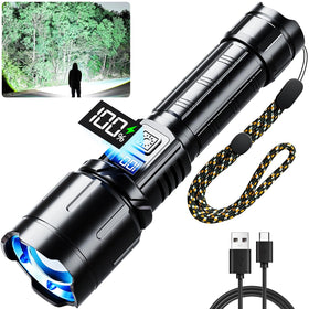 KNIBO rechargeable flashlight 99000 lumens beam for outdoor exploration.