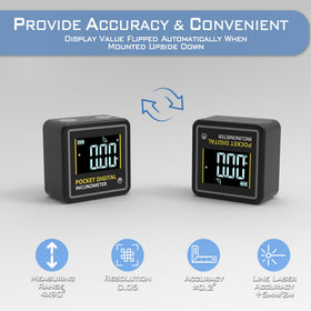 Magnetic base enables hands-free measurements on metal surfaces.