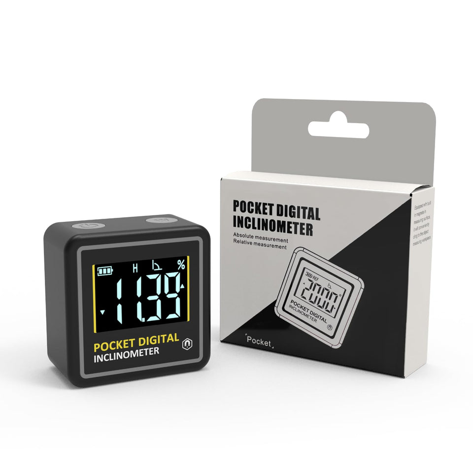 KNINE OUTDOORS mini digital angle finder provides precise readings for woodworking projects.