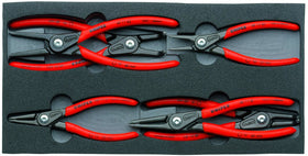KNIPEX 00 20 01 V02 circlip pliers set in foam tray for quick access.