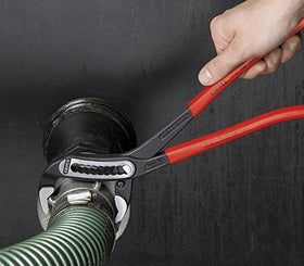KNIPEX 00 20 07 US1 self-locking feature grips pipes and nuts securely.