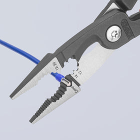 KNIPEX six-in-one pliers bend and deburr edges for clean terminations