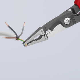 KNIPEX six-in-one pliers showing stripping holes for 12 and 14 AWG wires
