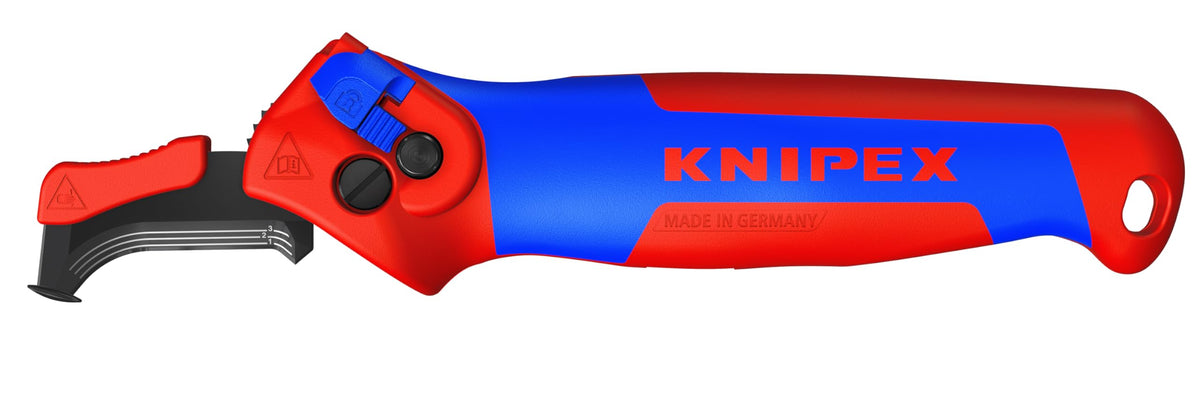 KNIPEX 16 50 145 SBA ratcheting knife overview for efficient stripping.