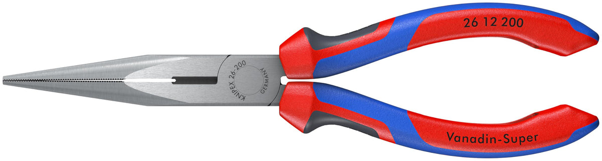 KNIPEX 2612200 long-nose pliers with cutter, color-coded handles for quick identification.