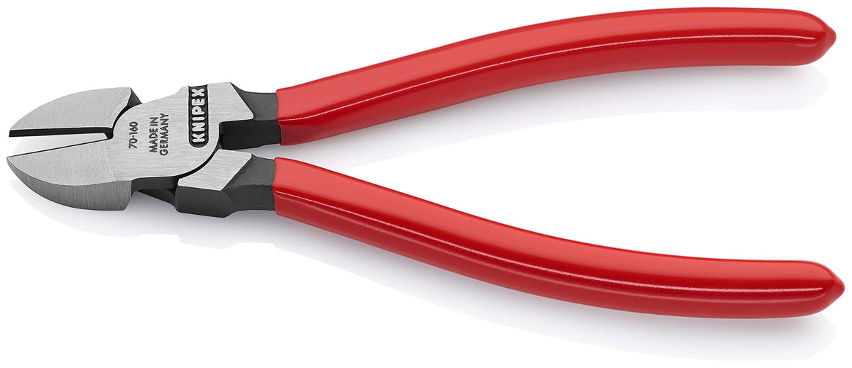 KNIPEX 70 01 160 diagonal cutters forged vanadium steel for long service life.