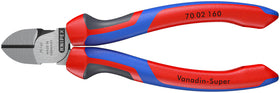 KNIPEX 70 02 160 comfort grip diagonal cutters handle close-up for ergonomic control.
