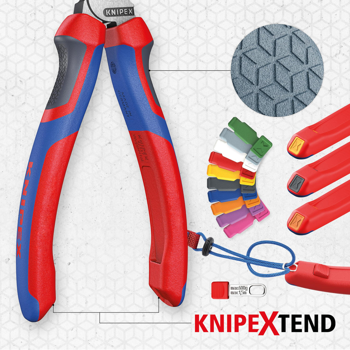 KNIPEX 70 02 160 vanadium steel forged construction for strength.