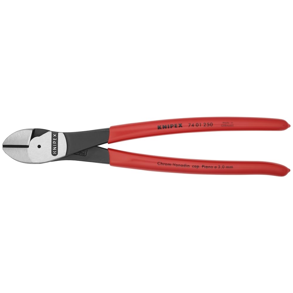 KNIPEX 74 01 250 SBA diagonal cutter front view for precise wire cuts and durability
