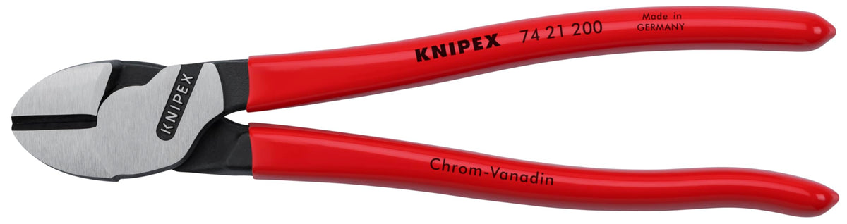 KNIPEX 74 21 200 induction-hardened cutting edges cut piano wire precisely