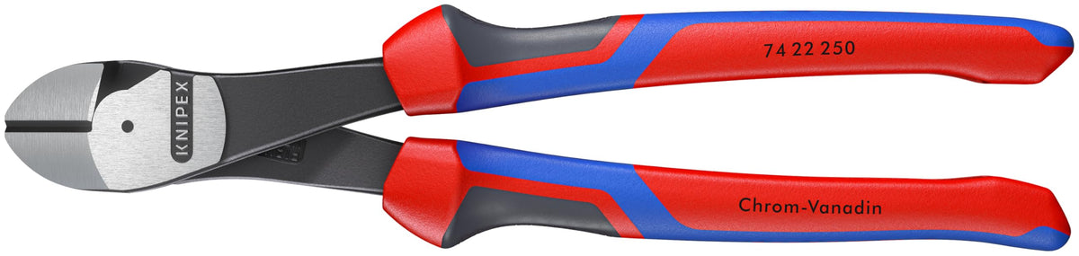 Knipex 7422250SBA angled cutters with angled head for precise flush cuts.