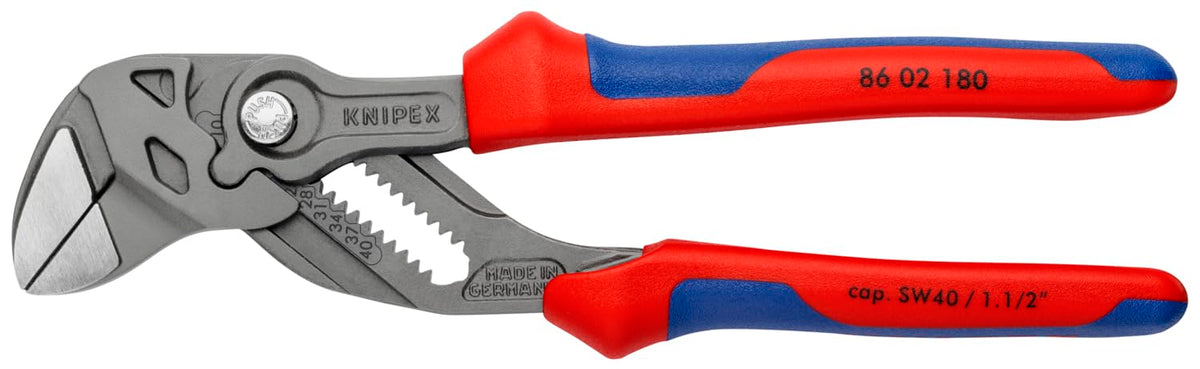 KNIPEX 86 02 180 pliers wrench with black finish and comfort grip in a compact size