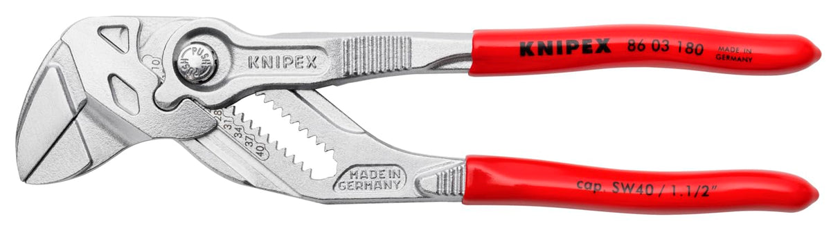 KNIPEX 86 03 180 pliers wrench adjusting at the button for quick changes