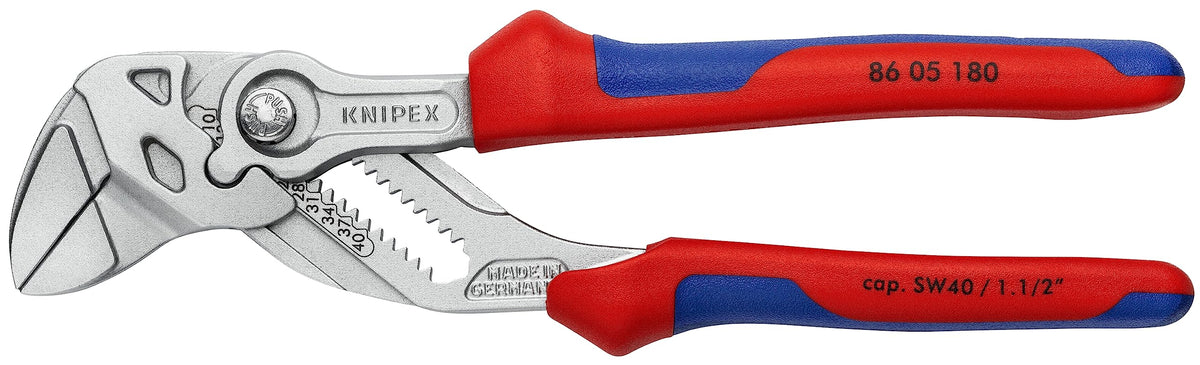 KNIPEX 86-05-180 pliers wrench with comfort grip handles for versatile gripping.