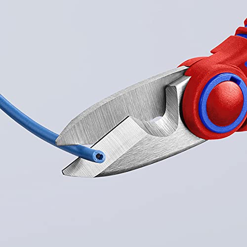 KNIPEX shears in use cutting electrical cable with integrated cutter