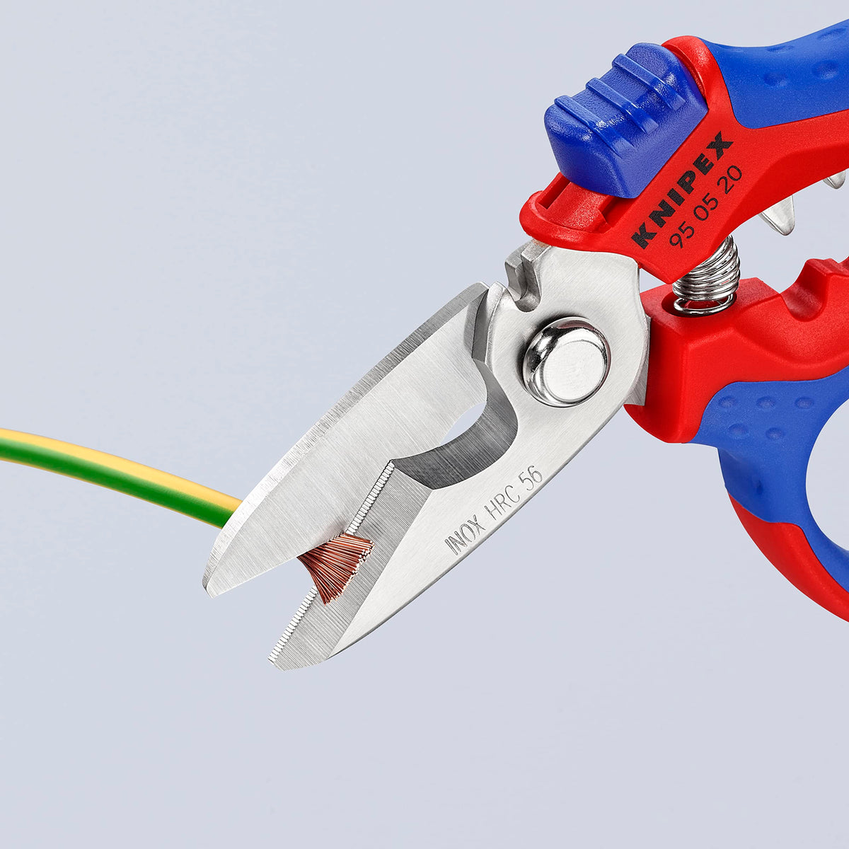 KNIPEX 95 05 20 US angled design improves visibility in tight spaces.