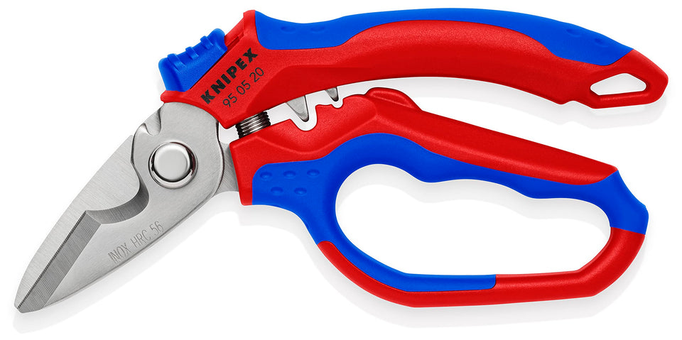 KNIPEX 95 05 20 US angled shears blade close-up for clean, non-slip cuts.