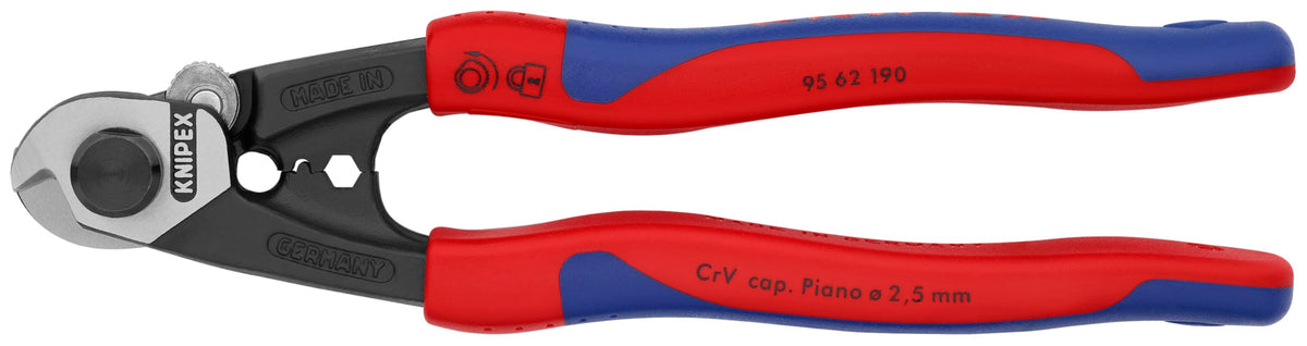 KNIPEX 95 62 190 wire rope cutters with compact design for easy handling