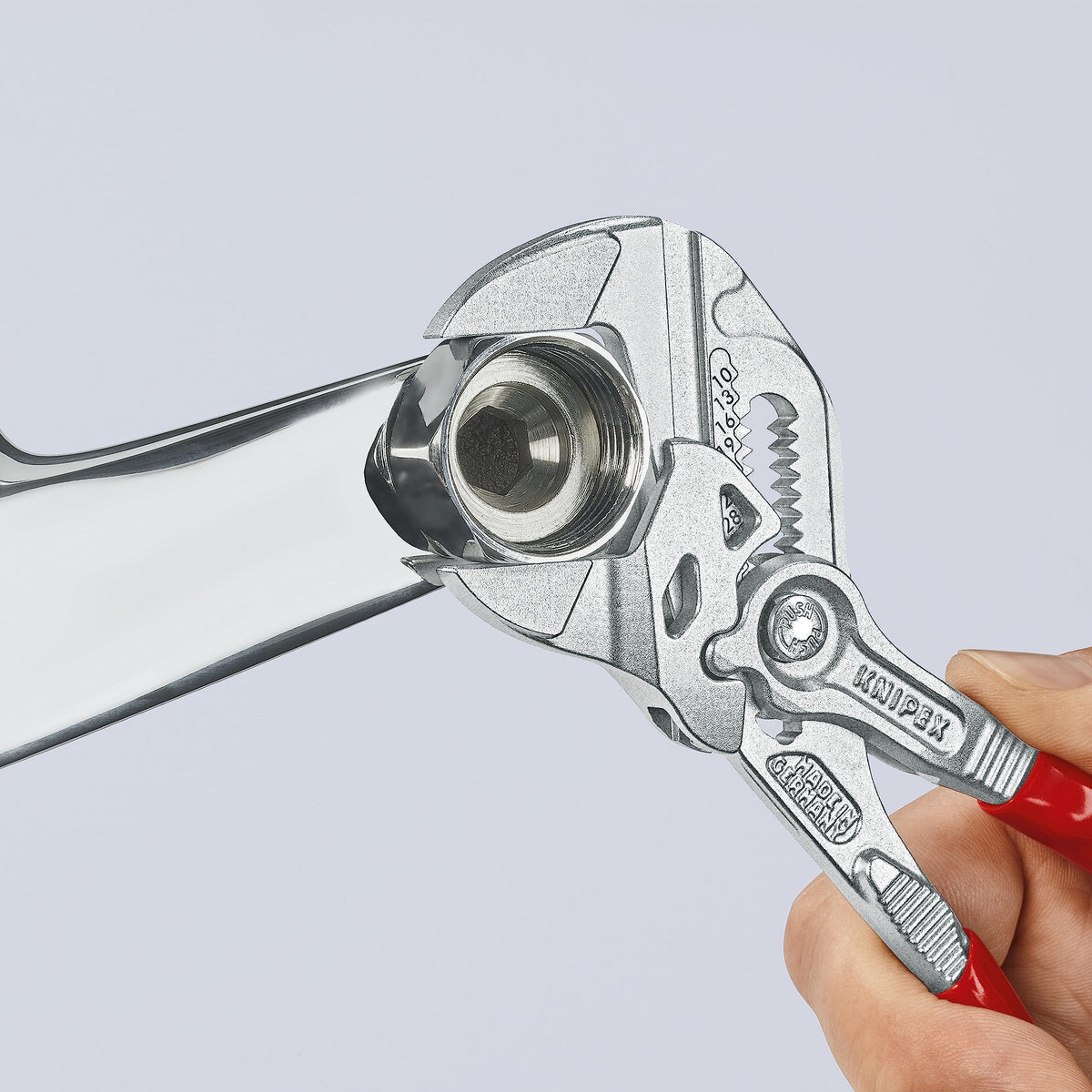KNIPEX 9K 86 03 180 shot illustrates 7 1/4-inch tool with multiple positions