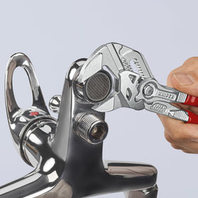 KNIPEX push-button adjustable wrench highlights quick setup and hold
