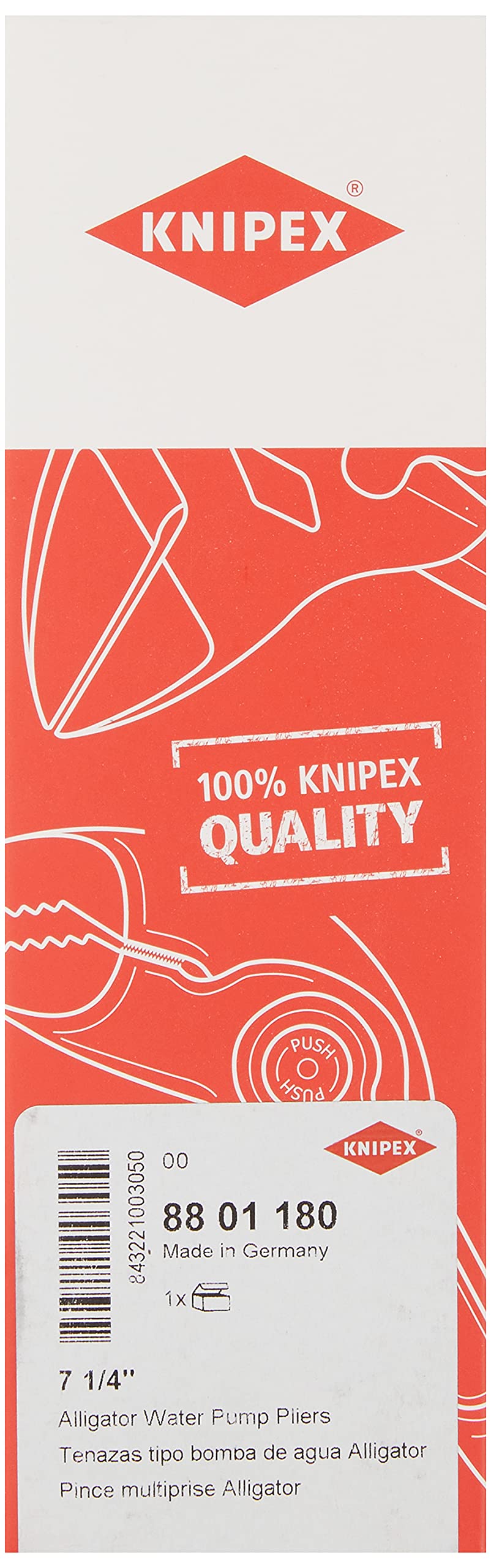KNIPEX 8801180 box joint design provides stability under load