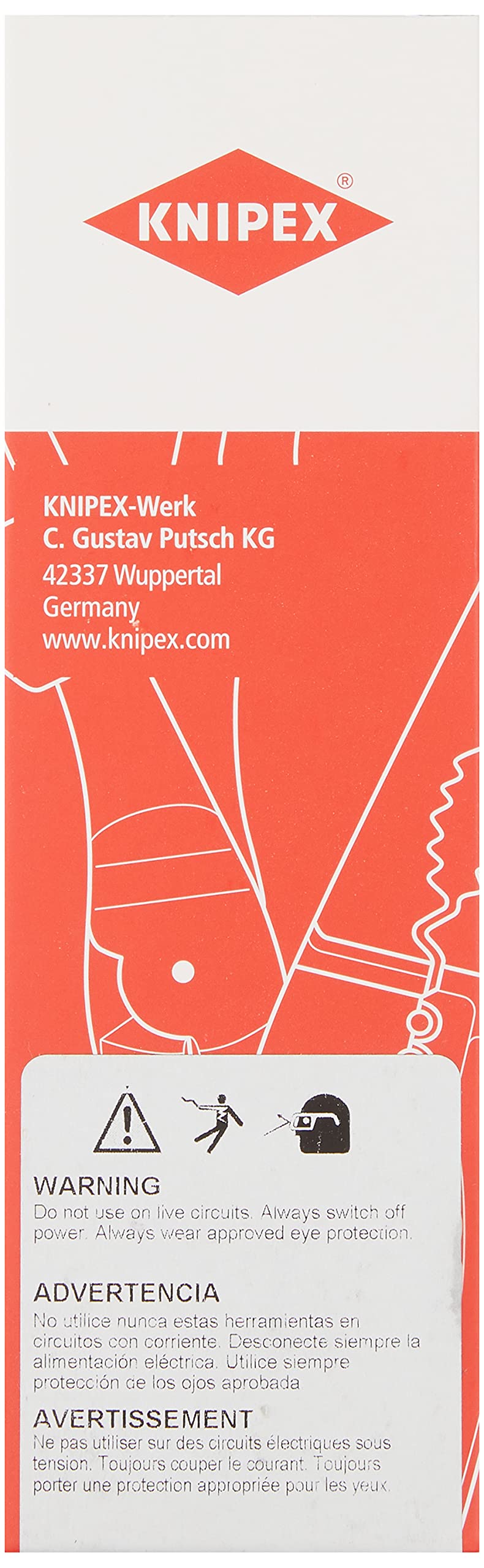 KNIPEX 8801180 ergonomic handle with guard prevents finger pinching