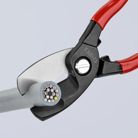 KNIPEX 9511200 handles copper and aluminum up to 20 mm with reduced effort