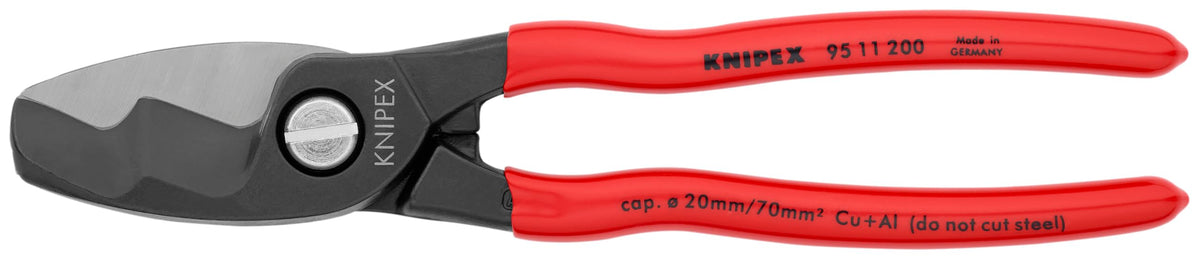 KNIPEX cable shears 9511200 twin cutting edge for clean copper and aluminum cable cuts
