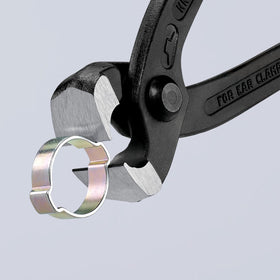 Closeup of forged steel finish on Knipex 1098i220 pliers