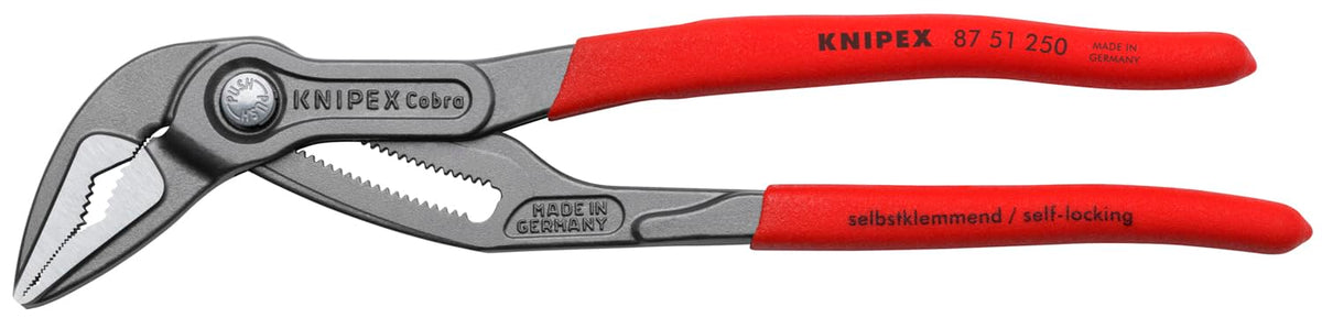 KNIPEX Cobra Extra Slim Pliers with narrow jaws provide precise grip in tight spaces.