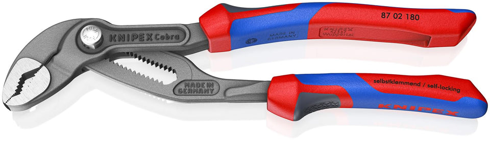 Knipex Cobra pliers with push-button adjustment for fast, precise capacity setting.
