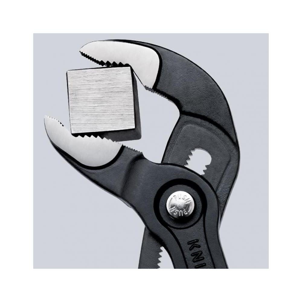 Slim two-color sleeves on KNIPEX Cobra pliers improve handling and portability