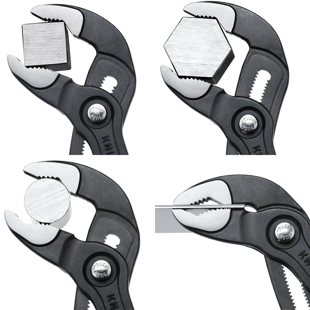 KNIPEX Cobra teeth 61 HRC provide wear resistance and secure grip