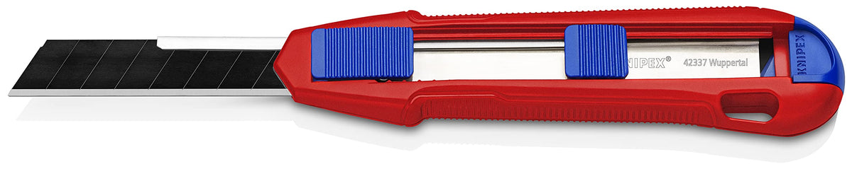 KNIPEX Cutix universal snap knife blade replacement button being pressed.