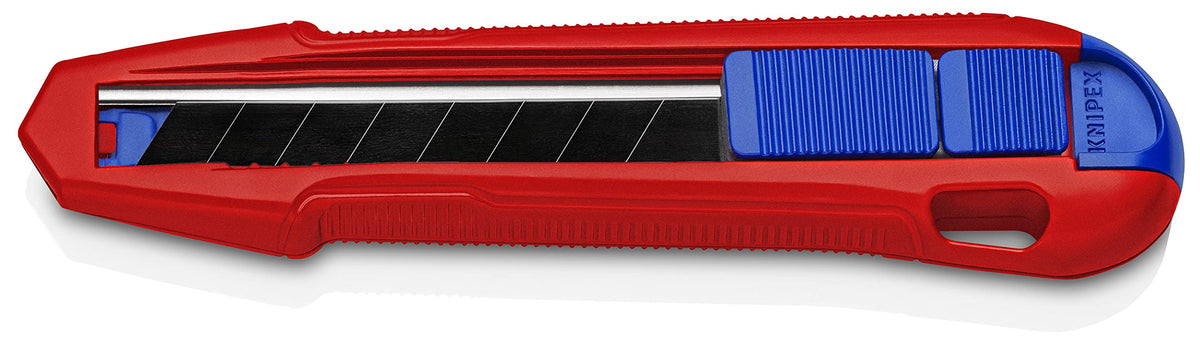 KNIPEX Cutix universal snap knife dual sliders close-up on blade and bar control.