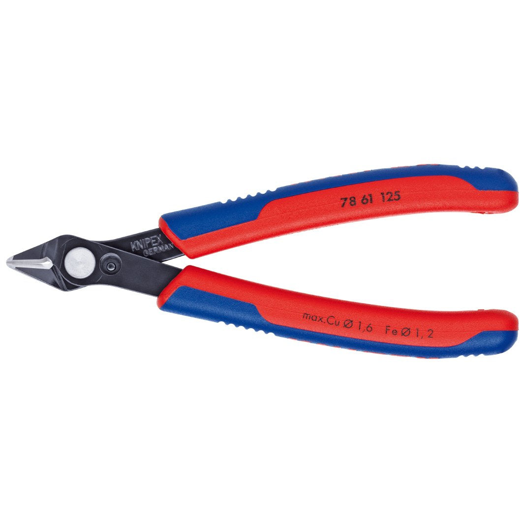 KNIPEX Super Knips in action showing flush cuts in electronics