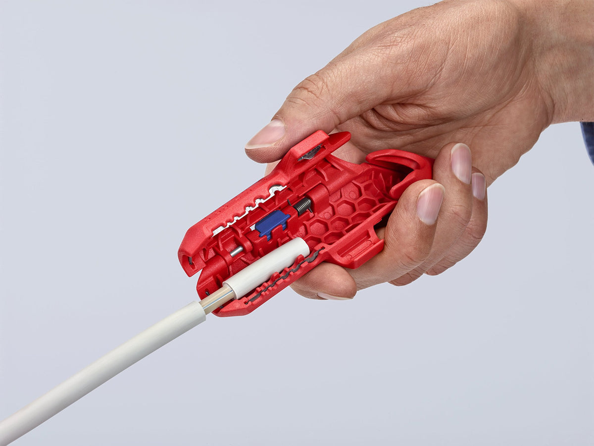 KNIPEX Ergostrip soft plastic zone provides comfortable grip.