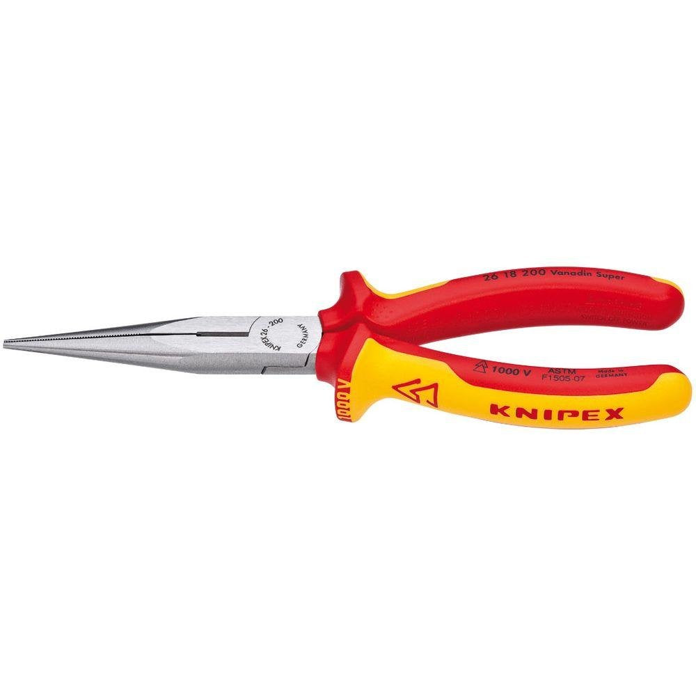 KNIPEX long-nose pliers with cutter 1000V insulated for precise gripping and safe cutting.