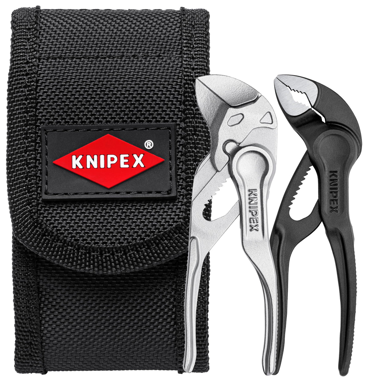 KNIPEX Mini Pliers Set XS in belt pouch for convenient daily carry.